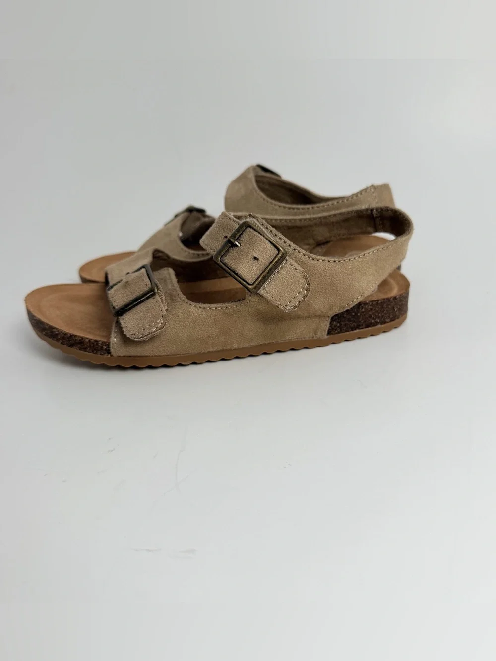Cat & Jack Beige Suede Double-Buckle Kids Sandals 075